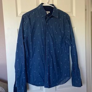Mens MERONA jean shirt with Birds & Anchors Nautical Size Small